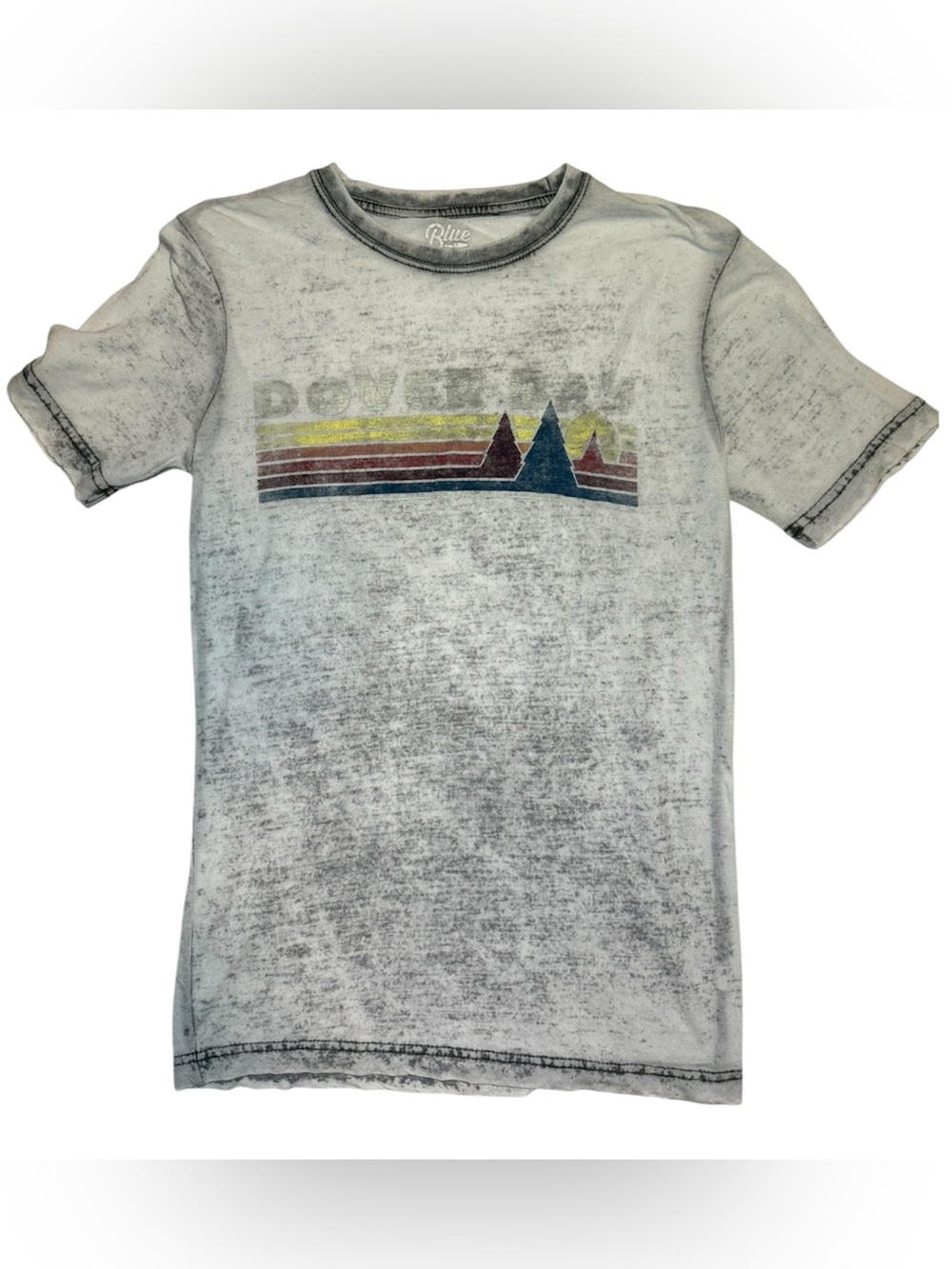 Blue 84 White & Gray Distressed Retro Mountain Stripe Tee